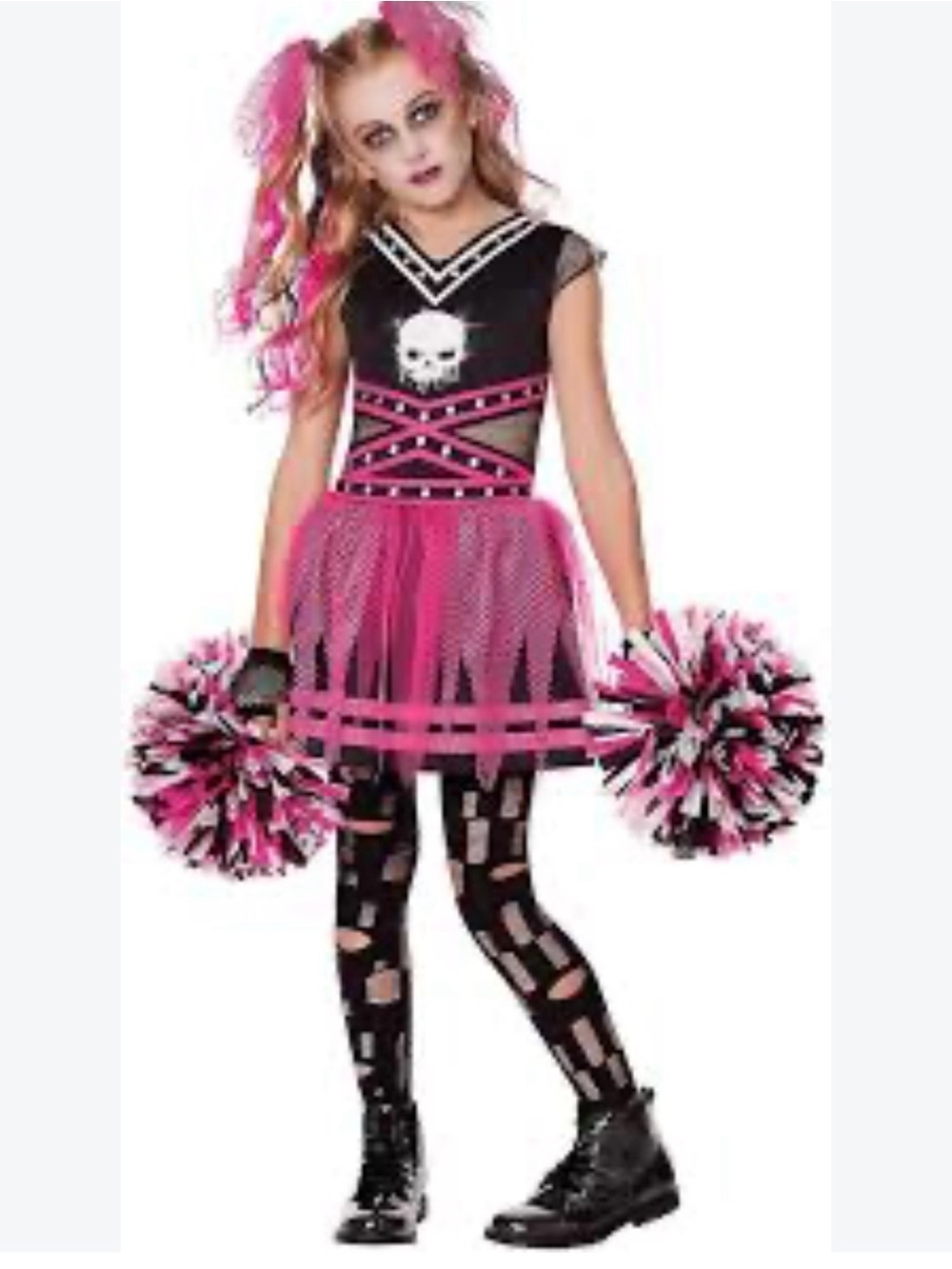 Kids Black and Hot Pink Punk Cheerleader Costume
